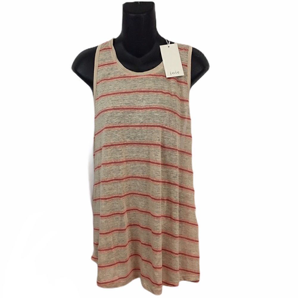 Joie Twist T-Back Linen Striped Top Size Large